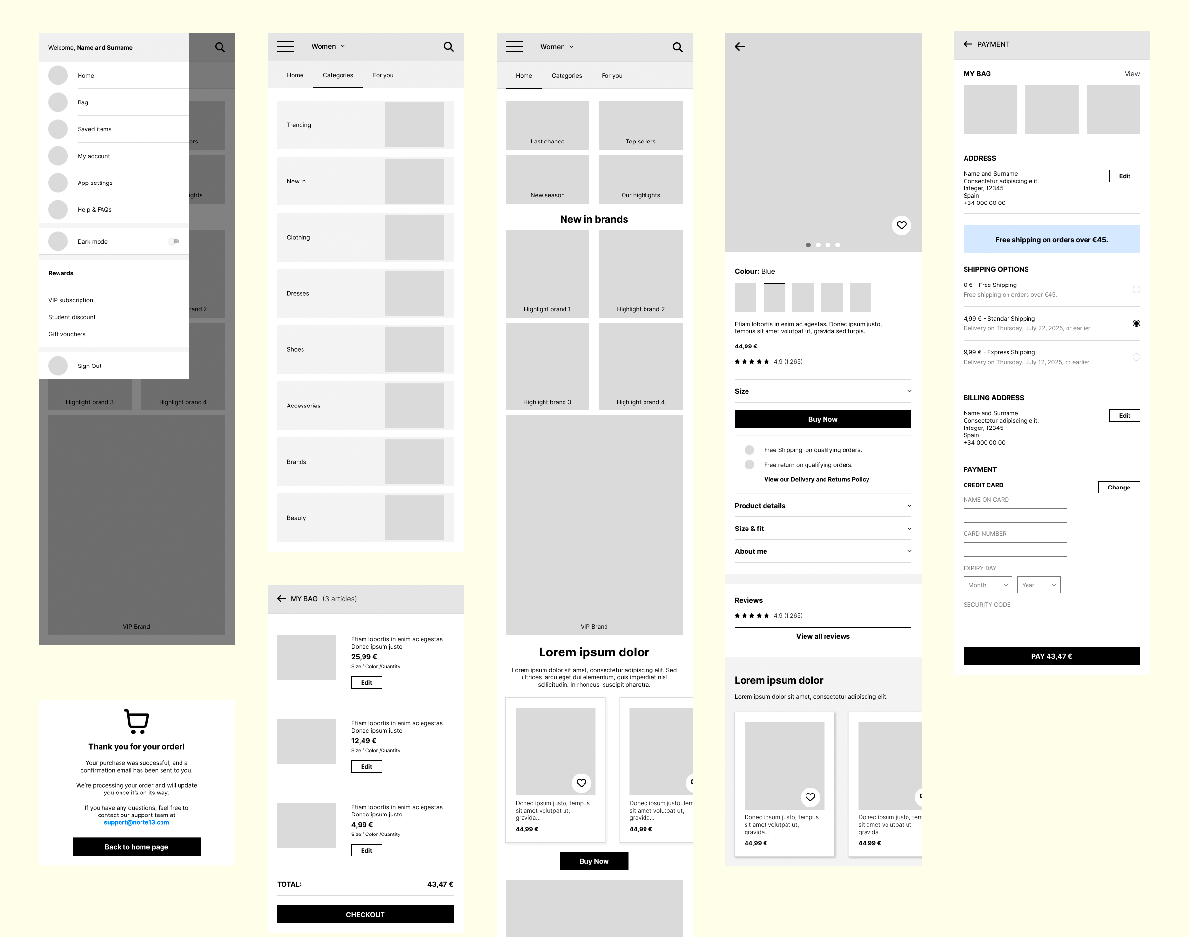 wireframes web mobile